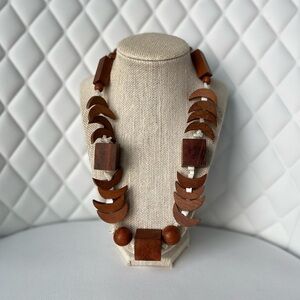 Handmade in Philippines Vintage Wooden Half-moons Necklace